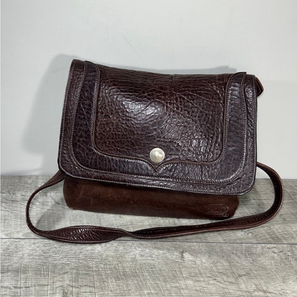 The Buffalo Billfold Company Brown Leather Shoulder Cross Body HandBag Purse Bag